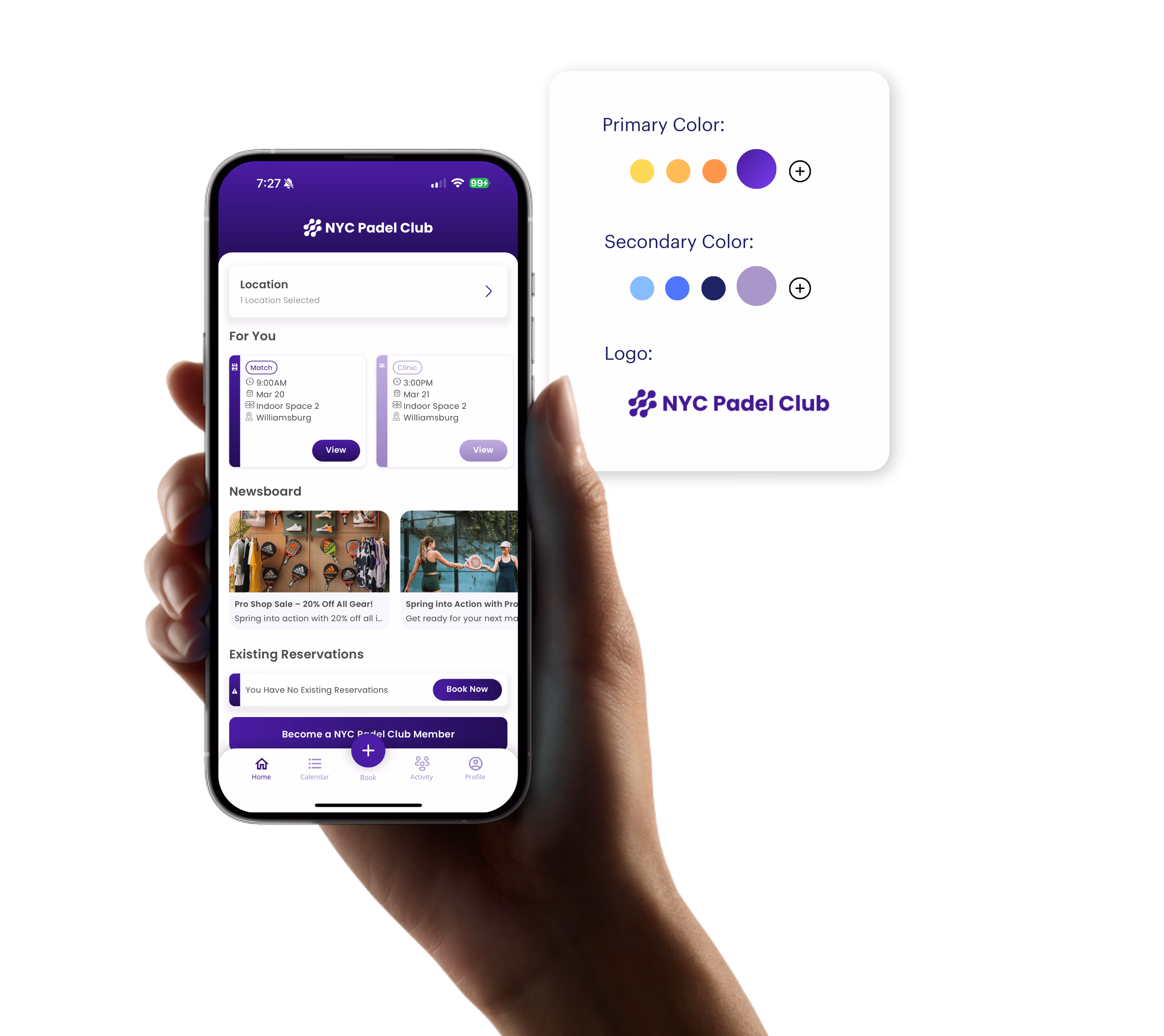 Serve white-label mobile app with club branding controls